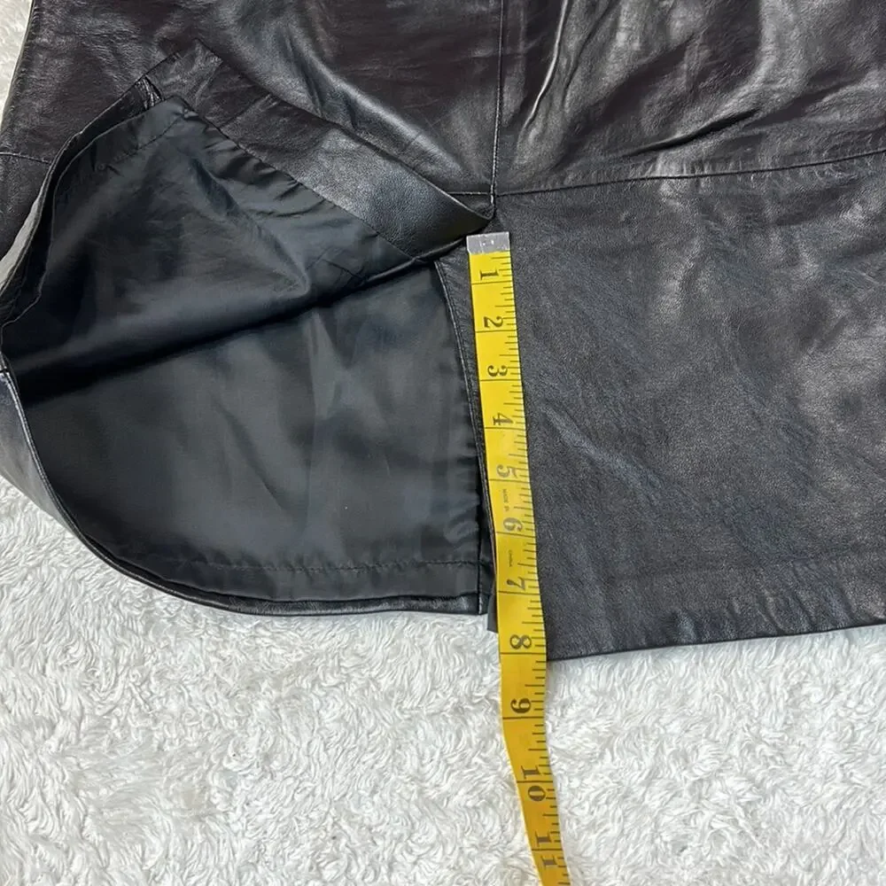 Jaclyn Smith classic black leather pencil‎ skirt, size 8